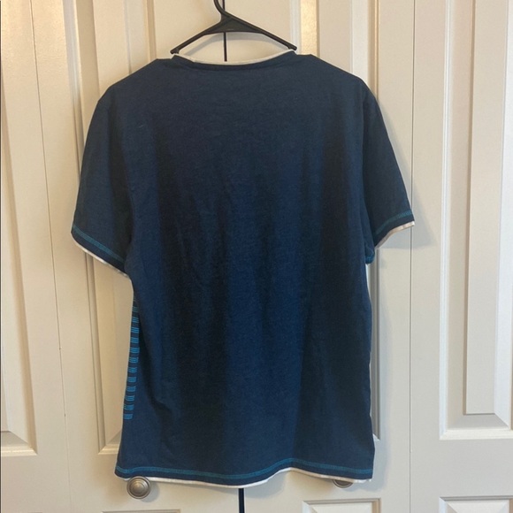 INC International Concepts Blue and Tan Short Sleeve Tee - Picture 4 of 4